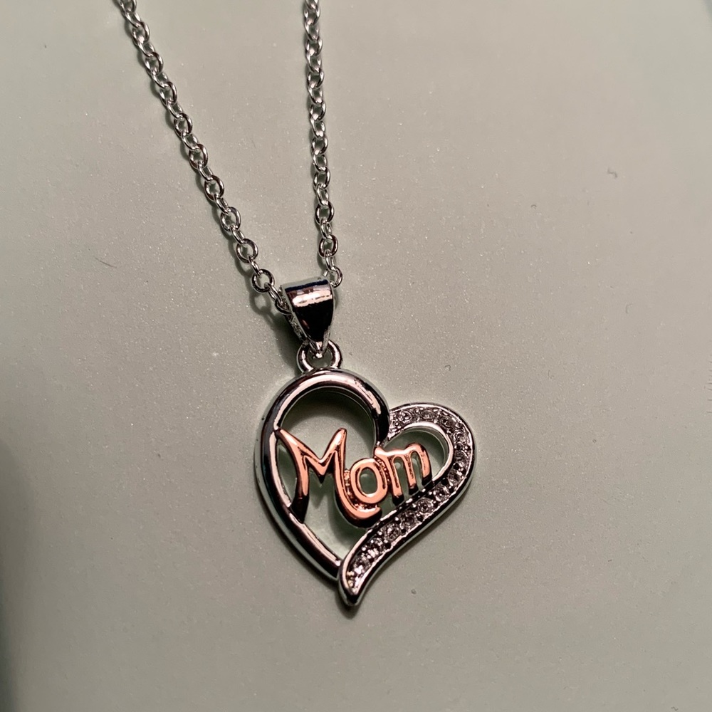 Rose Gold & Silver Mom Necklace NWOT
